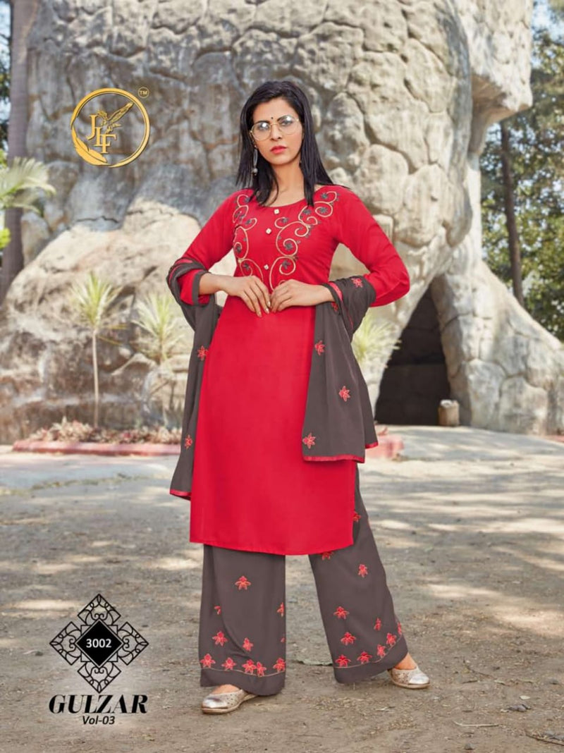 Jlf Fashion Gulzar Vol 3 Rayon Fancy Embroidery Work Kurti