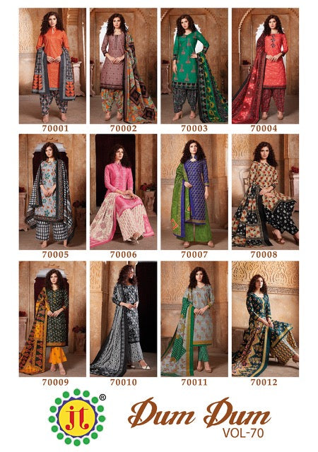 Jt Suits Dum Dum Vol 70 Pure Cotton Casual Wear Salwar Suits