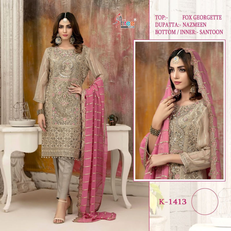 Shree Fabs K 1413 Fox Georgette Heavy Embroidered Pakistani Style Wedding Wear Salwar Suits
