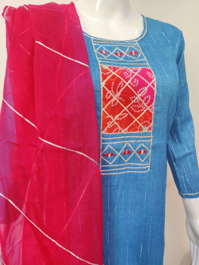 K4u Kurti Combo 157 Cotton Heavy Rayon Lurex Top With Hand Work