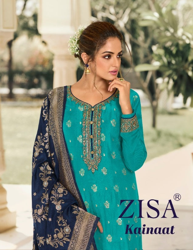 Zisa Kainaat Jacquard Jari Work Embroidery Work Fancy Designer Partywear Salwar Kameez