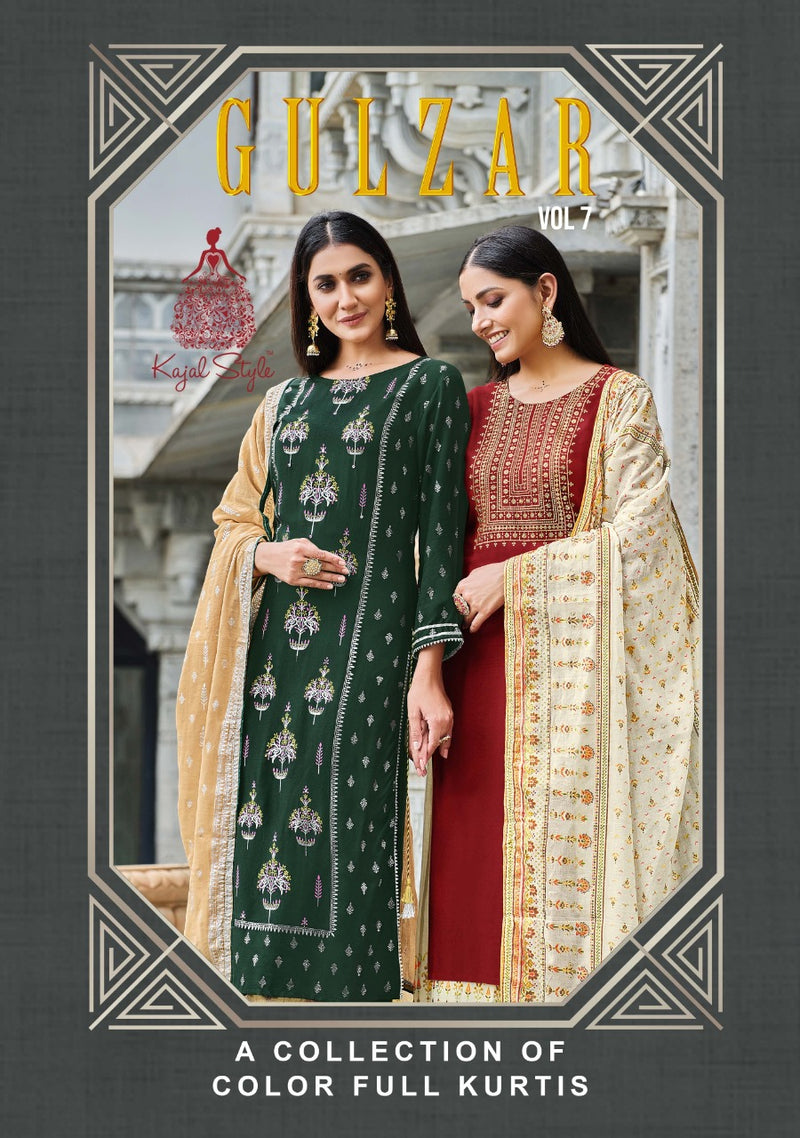 Kajal  Style Gulzar Vol 7 Heavy Rayon Cotton Printed  Stylish Kurti Dupatta