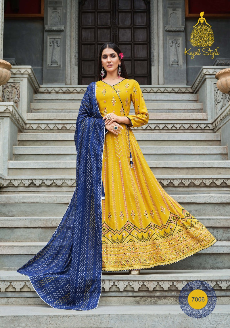 Kajal  Style Gulzar Vol 7 Heavy Rayon Cotton Printed  Stylish Kurti Dupatta