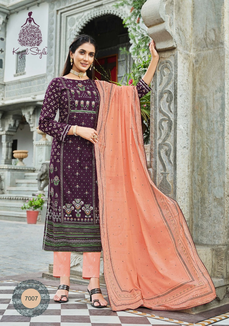 Kajal  Style Gulzar Vol 7 Heavy Rayon Cotton Printed  Stylish Kurti Dupatta