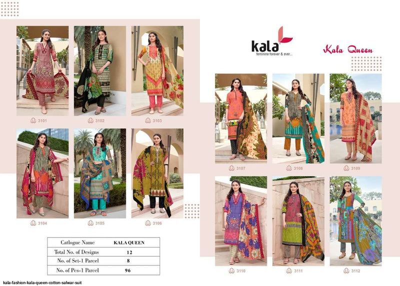 Kala Fashion Kala Queen Fancy Stylish Cotton Printed Party Wear Salwar Suits
