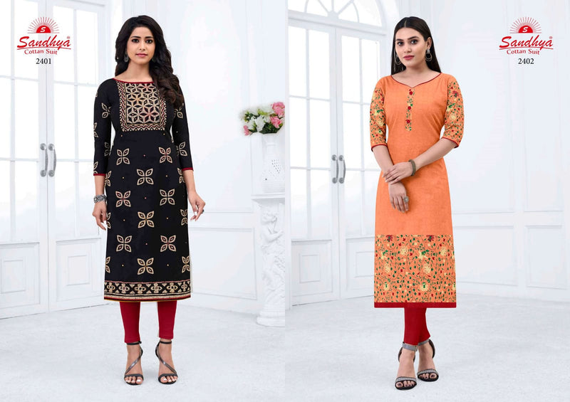 Sandhya Kalakruti Vol 24 Cotton Casual Office Wear Kurtis