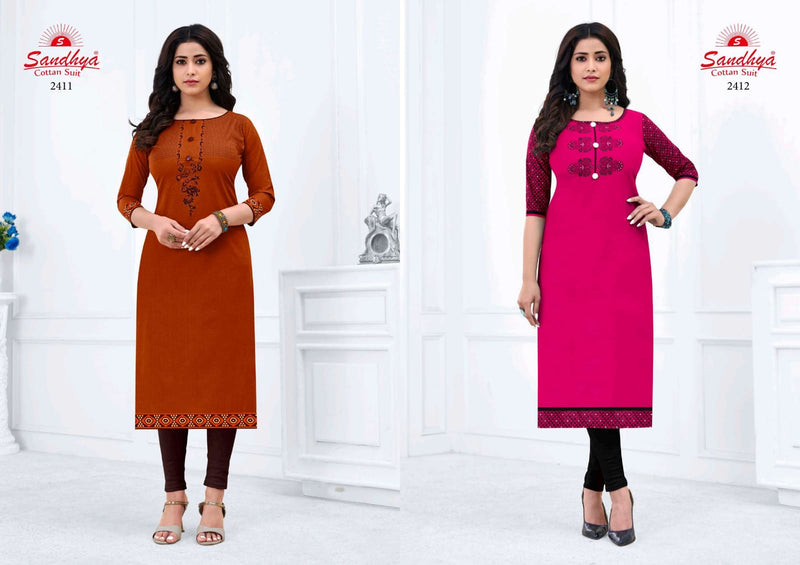 Sandhya Kalakruti Vol 24 Cotton Casual Office Wear Kurtis