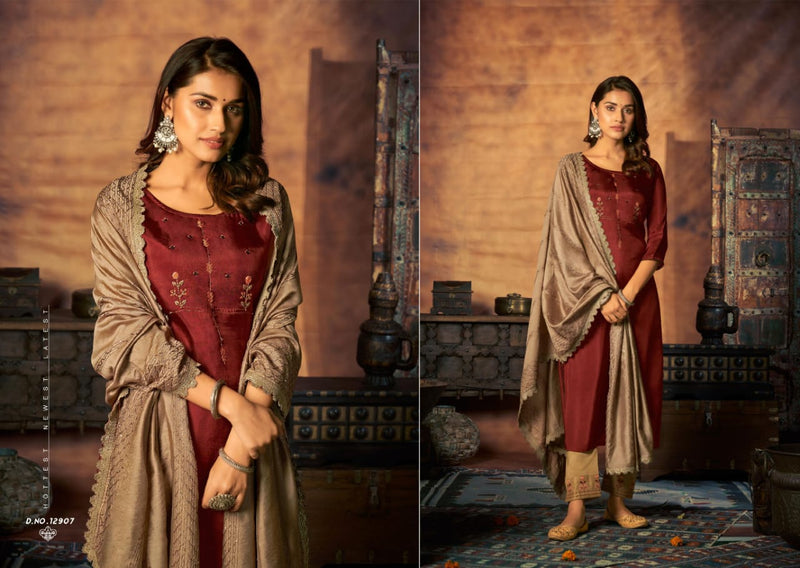 Kalaroop Kajree Fashion Maher Pure Muslin Party Wear Kurtis With Set Of Bottom & Dupatta