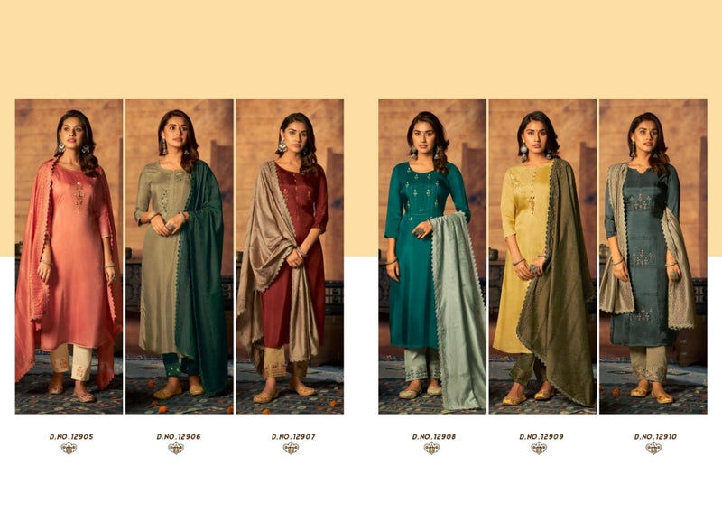 Kalaroop Kajree Fashion Maher Pure Muslin Party Wear Kurtis With Set Of Bottom & Dupatta