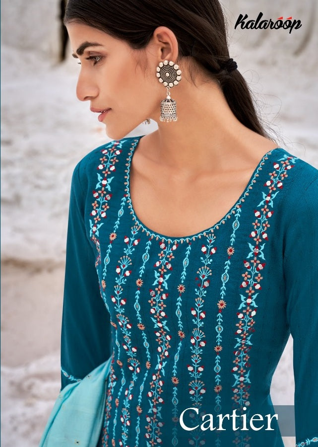 Kalaroop Cartier Parampara Silk With Embroidery Work  Kurti