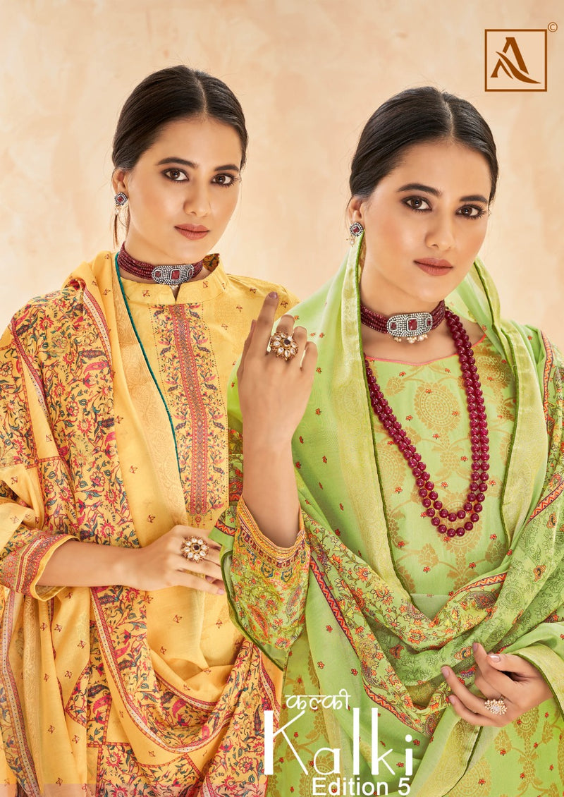 Alok Suit Kalki Edition Vol 5 Dola Jaquard With Embroidery Work Stylish Designer Fancy Salwar Kameez