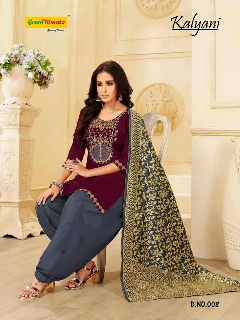 Green Tomato Kalyani Rayon Ready Made Patiyala Style Party Wear Kameez