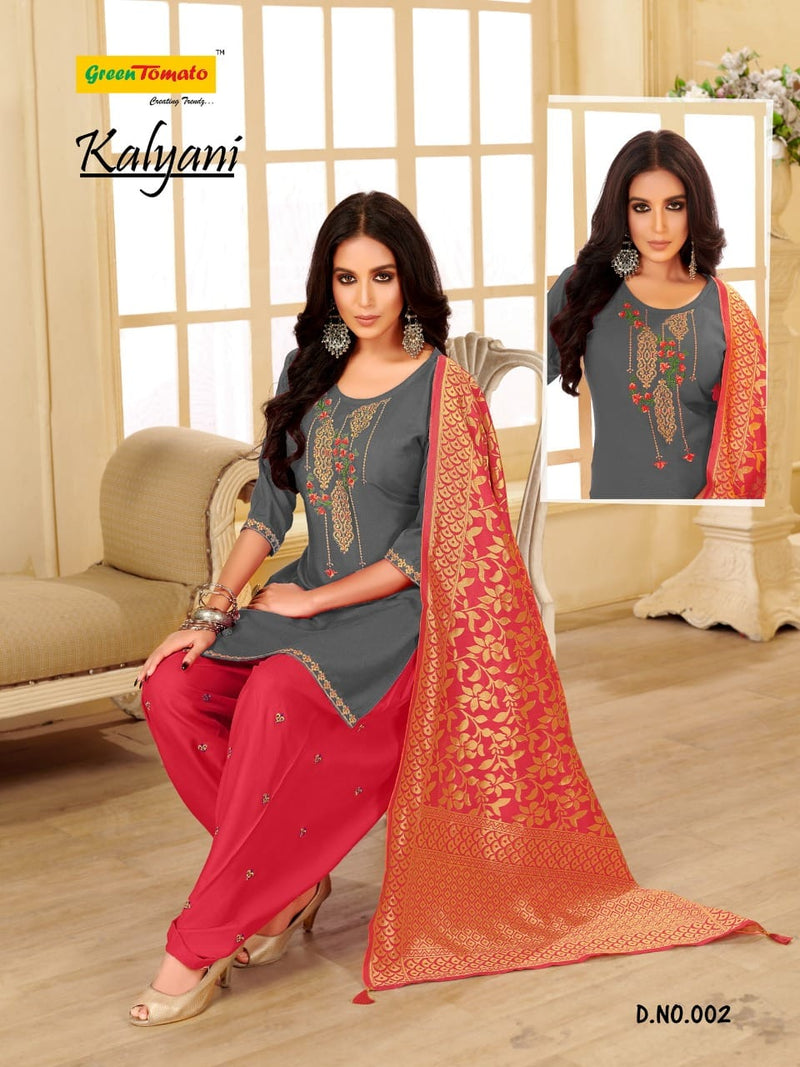 Green Tomato Kalyani Rayon Ready Made Patiyala Style Party Wear Kameez