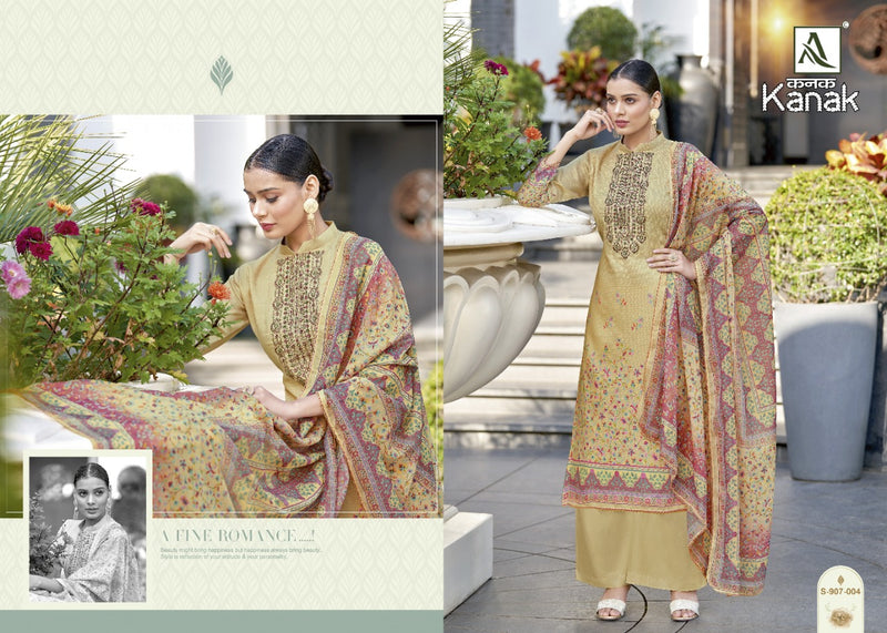 Alok Suits Kanak Jam Cotton Embroidered Designer Party Wear Salwar Suits With Digital Print