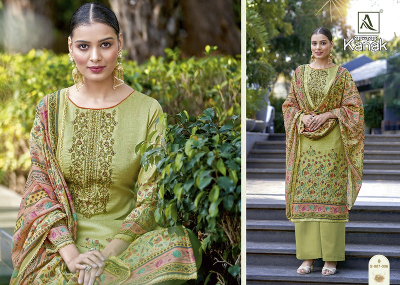 Alok Suits Kanak Jam Cotton Embroidered Designer Party Wear Salwar Suits With Digital Print