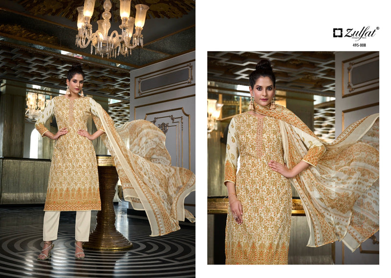 Zulfat Designer Suits Kanikaari Pure Cotton Exclusive Designer Embroidery Swarovski Work Fancy Designer Partywear Salwar Suit