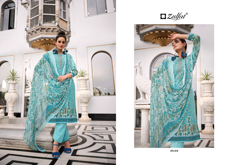 Zulfat Designer Suits Kanikaari Pure Cotton Exclusive Designer Embroidery Swarovski Work Fancy Designer Partywear Salwar Suit