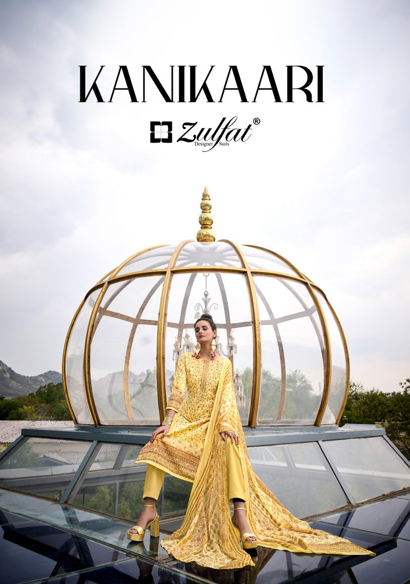 Zulfat Designer Suits Kanikaari Pure Cotton Exclusive Designer Embroidery Swarovski Work Fancy Designer Partywear Salwar Suit