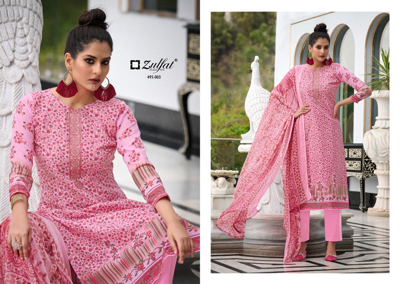 Zulfat Designer Suits Kanikaari Pure Cotton Exclusive Designer Embroidery Swarovski Work Fancy Designer Partywear Salwar Suit
