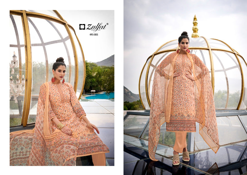 Zulfat Designer Suits Kanikaari Pure Cotton Exclusive Designer Embroidery Swarovski Work Fancy Designer Partywear Salwar Suit