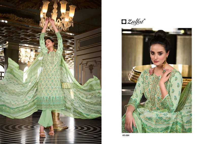 Zulfat Designer Suits Kanikaari Pure Cotton Exclusive Designer Embroidery Swarovski Work Fancy Designer Partywear Salwar Suit