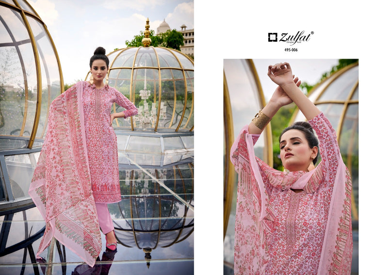 Zulfat Designer Suits Kanikaari Pure Cotton Exclusive Designer Embroidery Swarovski Work Fancy Designer Partywear Salwar Suit