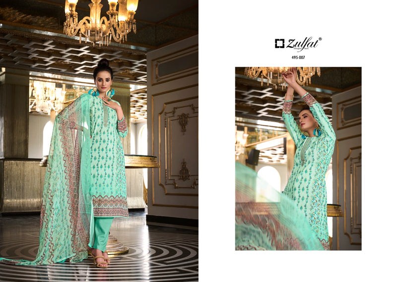 Zulfat Designer Suits Kanikaari Pure Cotton Exclusive Designer Embroidery Swarovski Work Fancy Designer Partywear Salwar Suit
