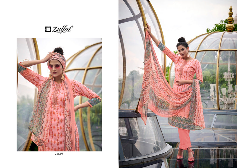 Zulfat Designer Suits Kanikaari Pure Cotton Exclusive Designer Embroidery Swarovski Work Fancy Designer Partywear Salwar Suit