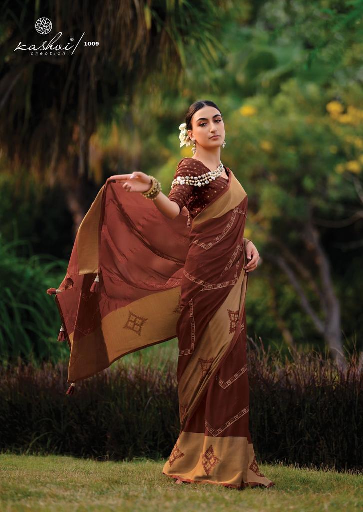 Kashvi Creation Kanishka Viscose Brasso Party Wear Sarees With Fancy Prints