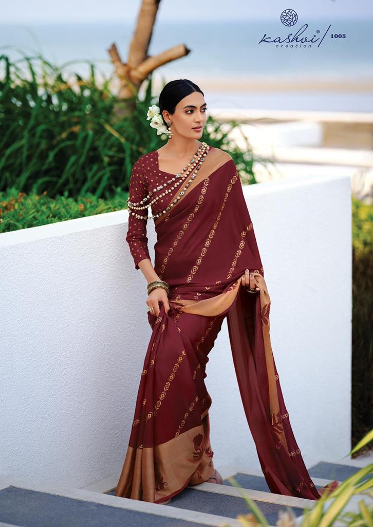 Kashvi Creation Kanishka Viscose Brasso Party Wear Sarees With Fancy Prints