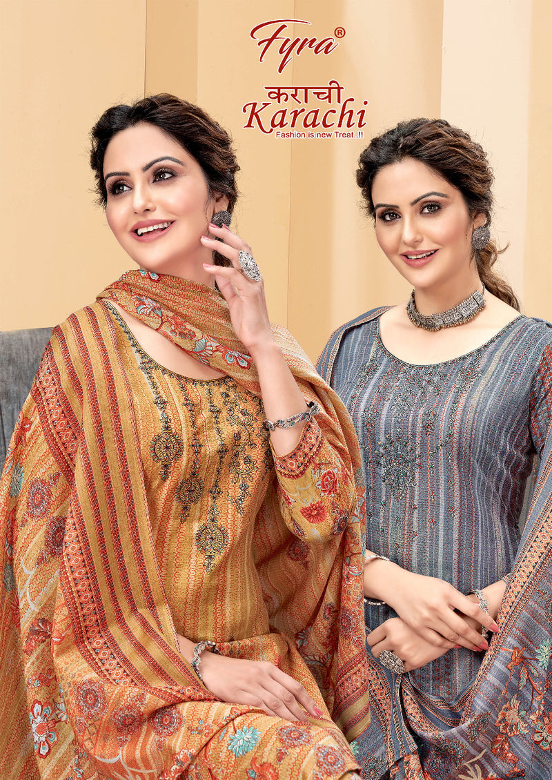 Fyra Designing Karachi Pure Cotton With Heavy Printed Work Stylish Designer Casual Look Salwar Kameez