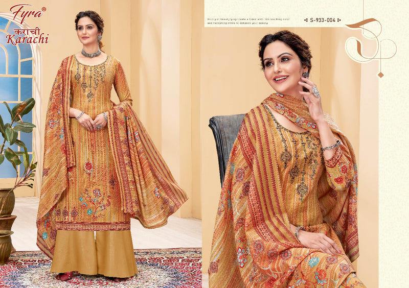Fyra Designing Karachi Pure Cotton With Heavy Printed Work Stylish Designer Casual Look Salwar Kameez