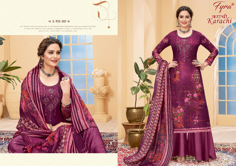 Fyra Designing Karachi Pure Cotton With Heavy Printed Work Stylish Designer Casual Look Salwar Kameez