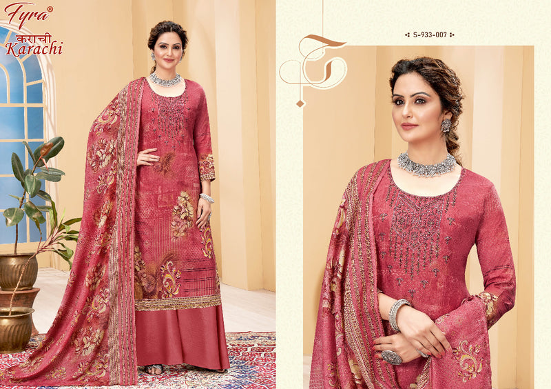 Fyra Designing Karachi Pure Cotton With Heavy Printed Work Stylish Designer Casual Look Salwar Kameez