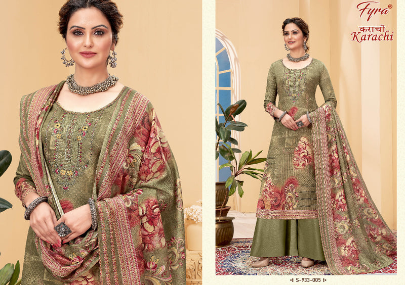 Fyra Designing Karachi Pure Cotton With Heavy Printed Work Stylish Designer Casual Look Salwar Kameez