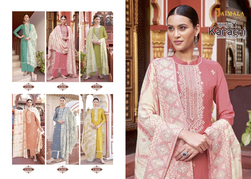 Alok Suits Jaimala Karachi Jam Cotton Embroidered Designer Party Wear Salwar Suits