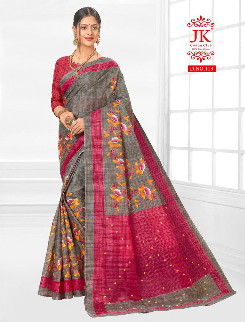 Jk Cotton Club Karishma Vol 1 Fancy Stylish Cotton Printed Casual Wear Sarees