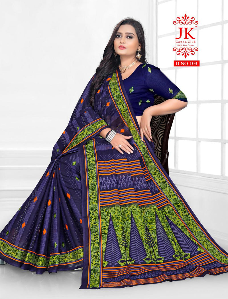Jk Cotton Club Karishma Vol 1 Fancy Stylish Cotton Printed Casual Wear Sarees