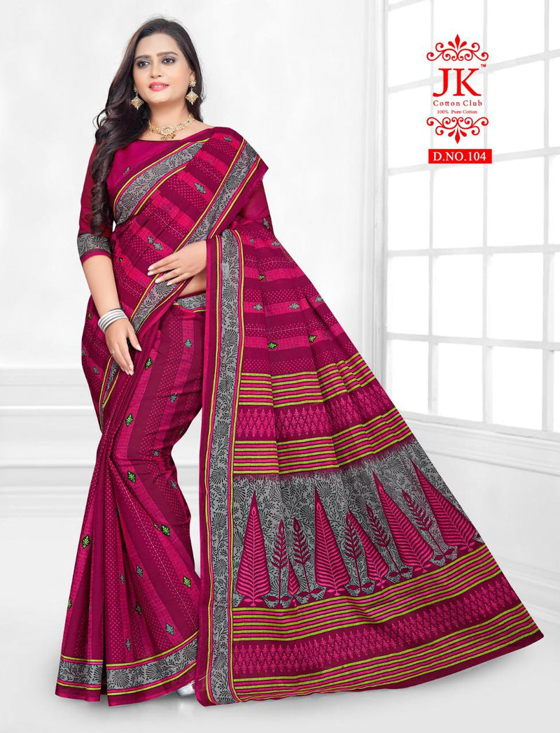 Jk Cotton Club Karishma Vol 1 Fancy Stylish Cotton Printed Casual Wear Sarees