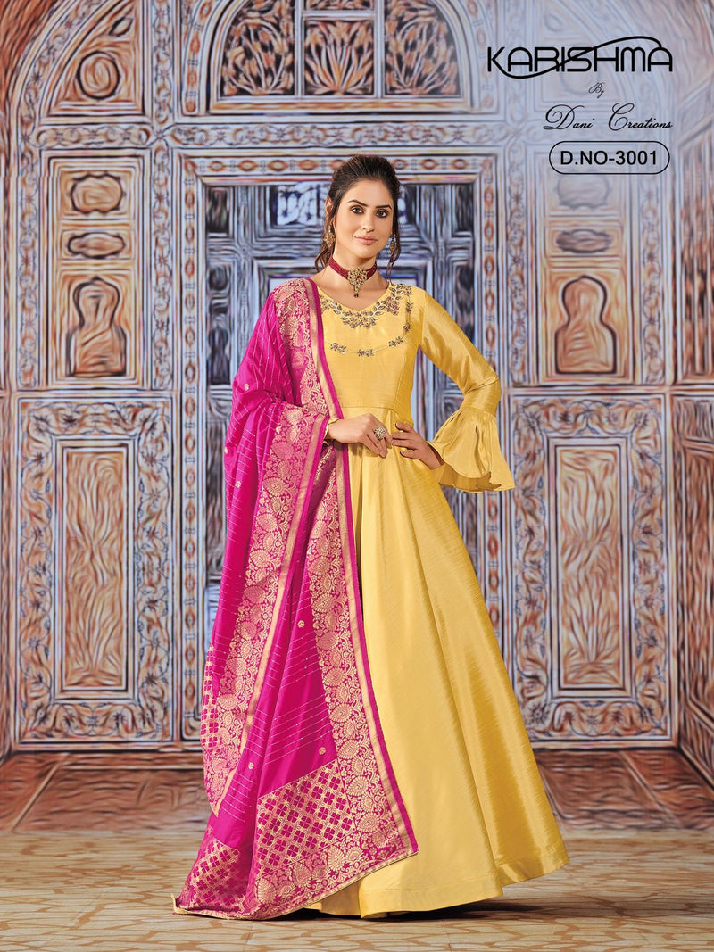 Dani Creation Karishma Vol 3 Silk With Fancy Work Stylish Designer Beautiful Long Gown