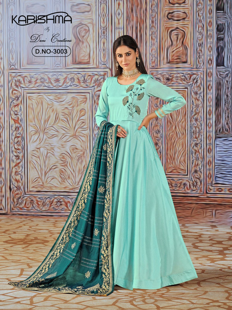Dani Creation Karishma Vol 3 Silk With Fancy Work Stylish Designer Beautiful Long Gown