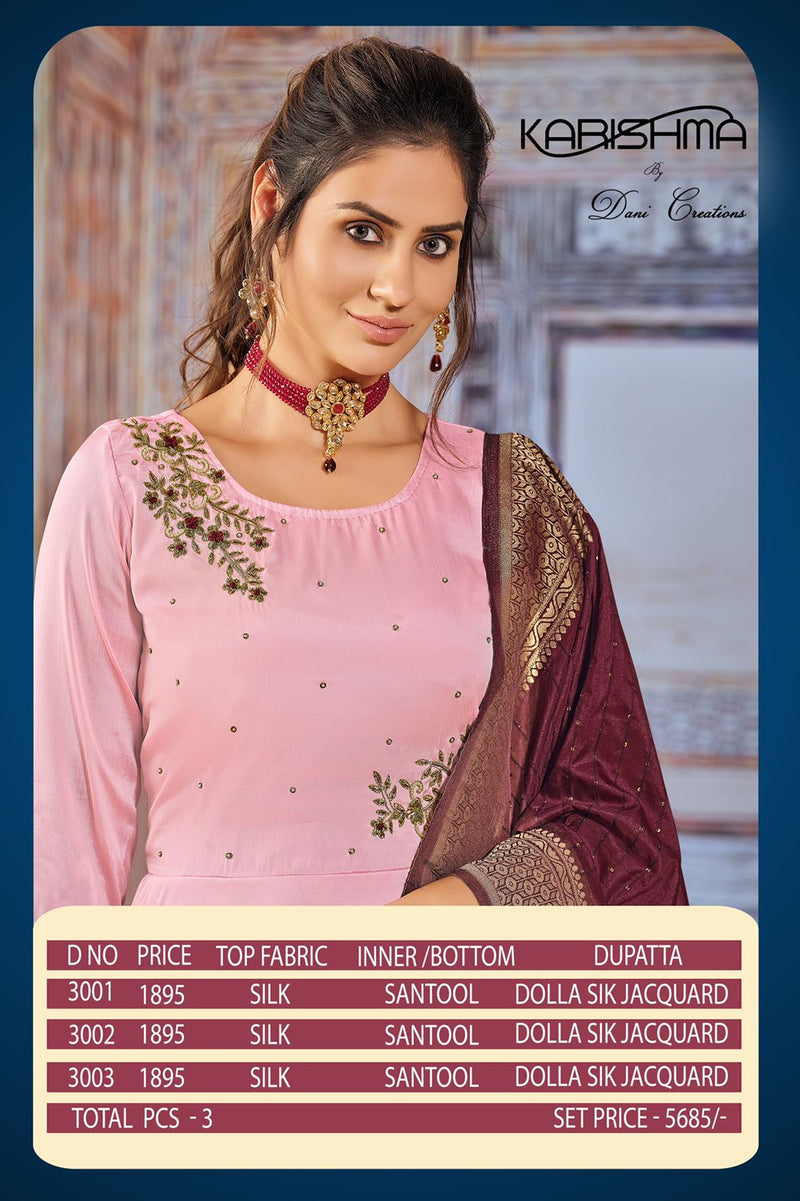 Dani Creation Karishma Vol 3 Silk With Fancy Work Stylish Designer Beautiful Long Gown