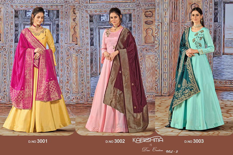 Dani Creation Karishma Vol 3 Silk With Fancy Work Stylish Designer Beautiful Long Gown