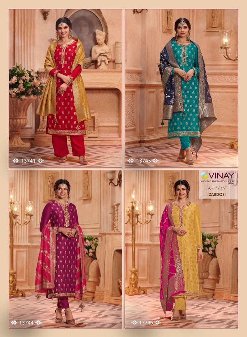 Vinay Fashion Kaseesh Zardosi Hitlist Dola Jacquard Beautiful Fetive Wear Salwar Suits