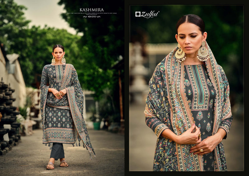 Zulfat Kashmira Pashmina With Fancy Mirror Work Stylish Designer Casual Wear Sawar Kameez