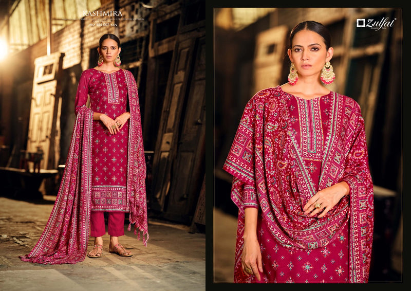 Zulfat Kashmira Pashmina With Fancy Mirror Work Stylish Designer Casual Wear Sawar Kameez