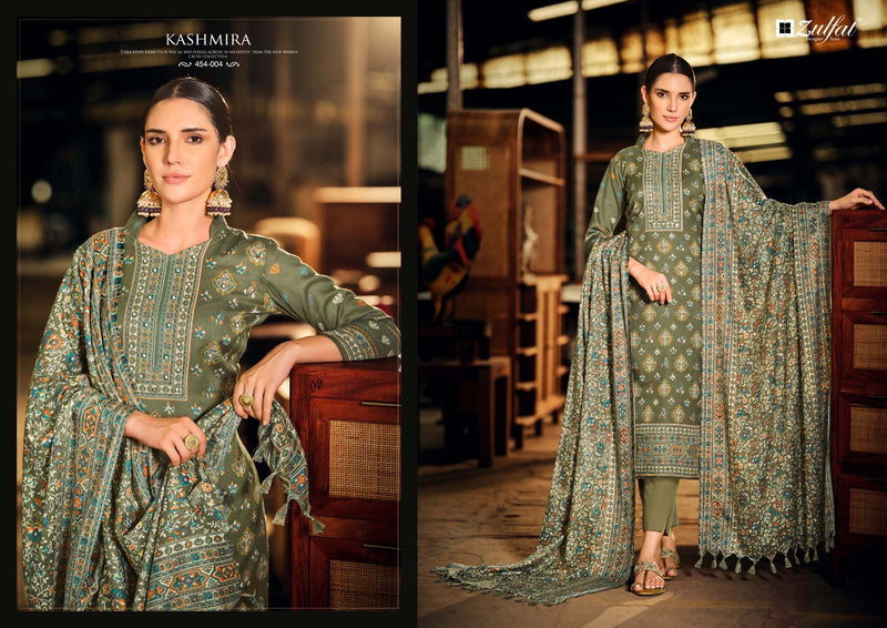 Zulfat Kashmira Pashmina With Fancy Mirror Work Stylish Designer Casual Wear Sawar Kameez
