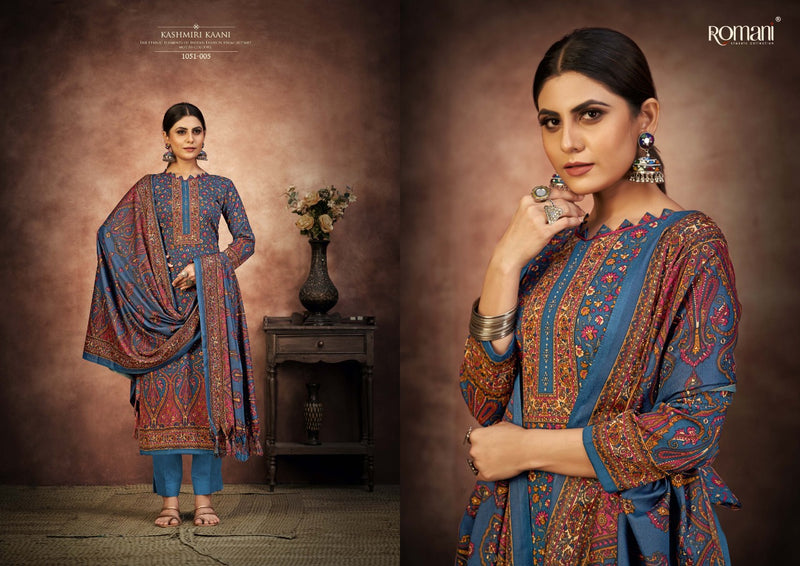 Romani Kashmiri Kaani Pashmina Printed With Fancy Embroidery Work Stylish Designer Salwar Kameez