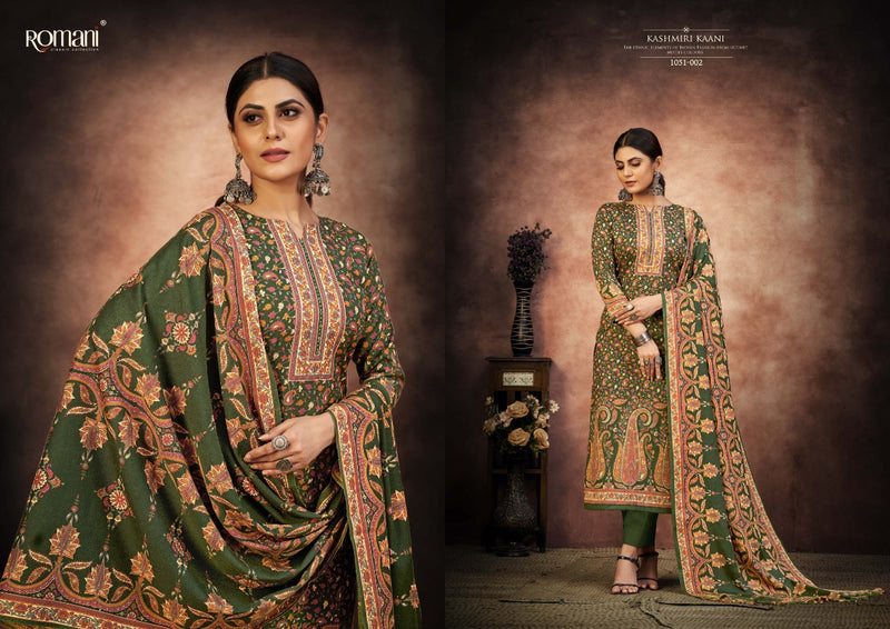 Romani Kashmiri Kaani Pashmina Printed With Fancy Embroidery Work Stylish Designer Salwar Kameez