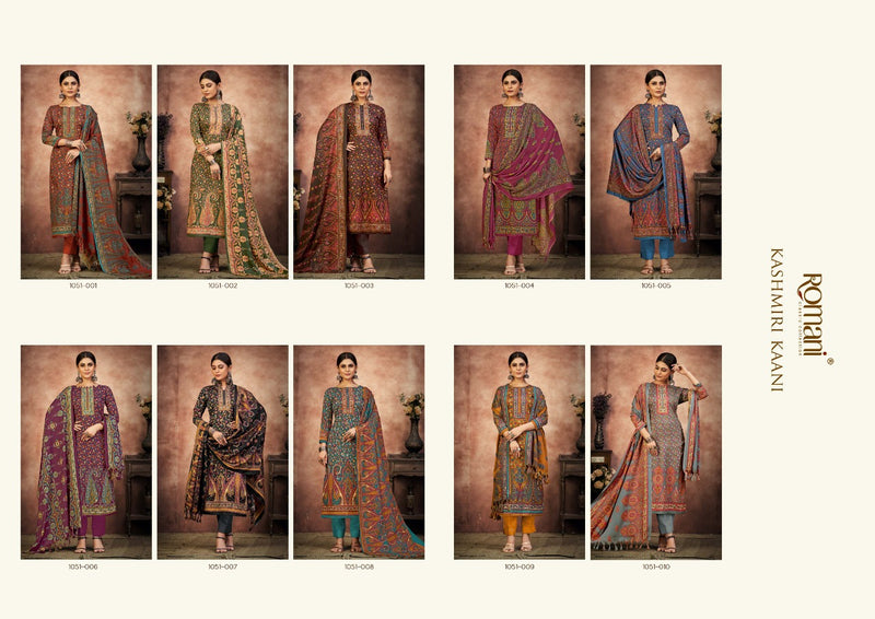 Romani Kashmiri Kaani Pashmina Printed With Fancy Embroidery Work Stylish Designer Salwar Kameez